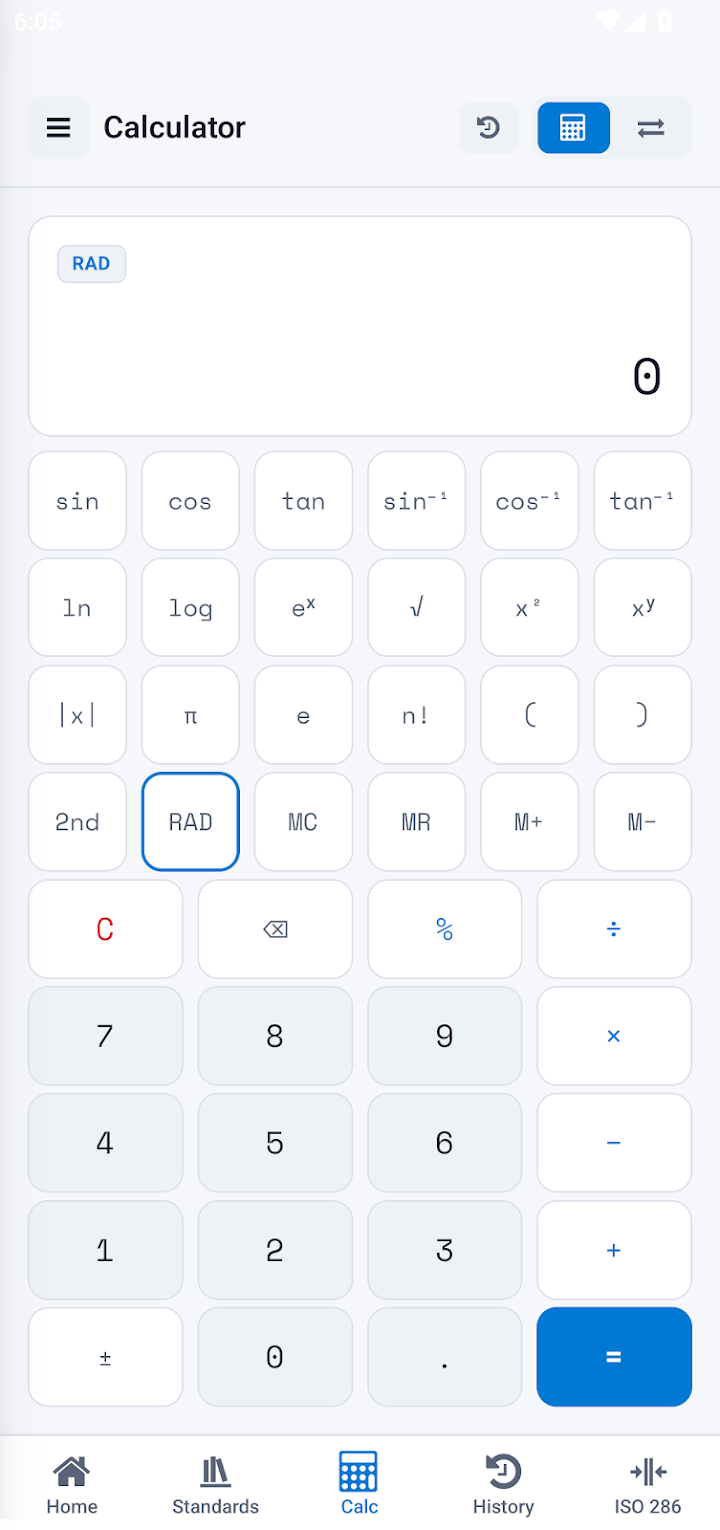 Scientific calculator screen